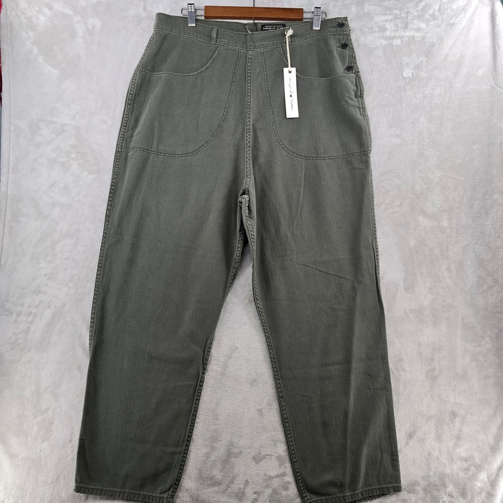 Imogene + Willie Liza Olive Herringbone Pants‎ womens 33 Side Button military